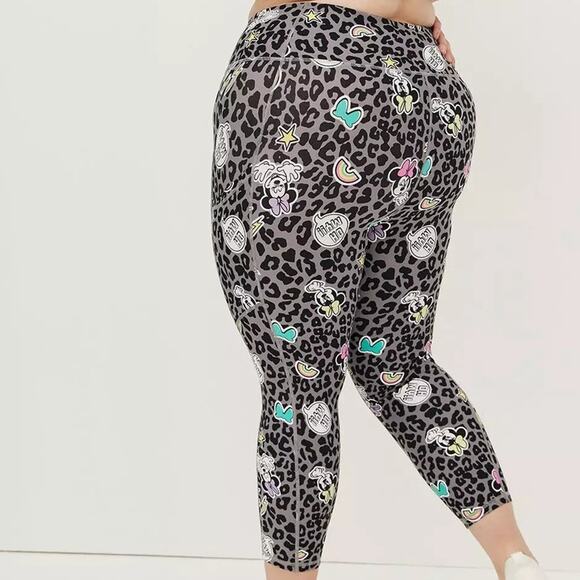 Torrid Plus Size 3 Disney Leopard Minnie Mouse Active Gym Crop Pants Leggings 3X - Picture 3 of 3